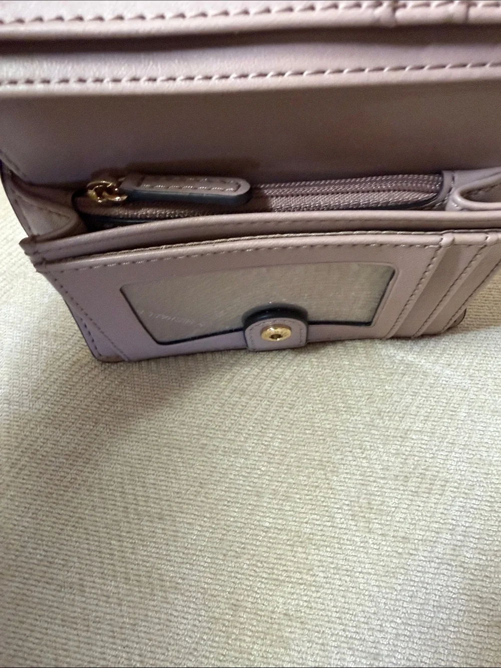 Michael Kors Blush Signature Compact Wallet with Gold Logo